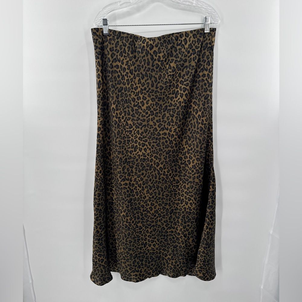 New Leopard Print Silk Satin Midi Skirt Animal Print Bias Cut Slip Elegant Chic - Picture 11 of 11